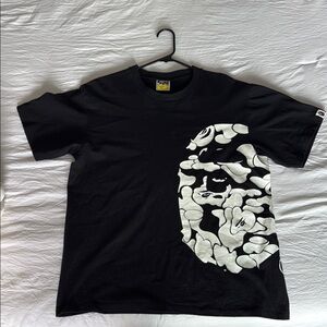 Bape Black and White Short Sleeve Tee with Graphic Design